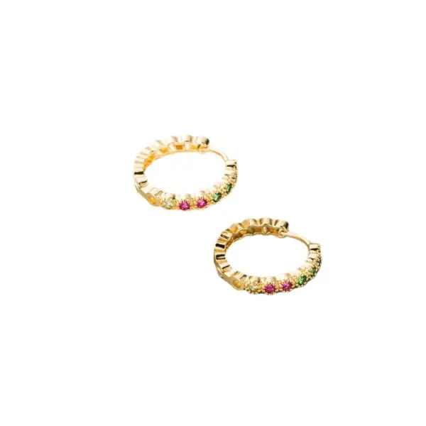 oly-4a3a40f704448d5169dc35c4e8533556 Wholesale Fashion Geometric Inlaid Zircon Alloy Artificial Gemstones Copper Earrings