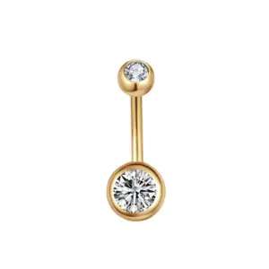 Gold Double White Diamond Single