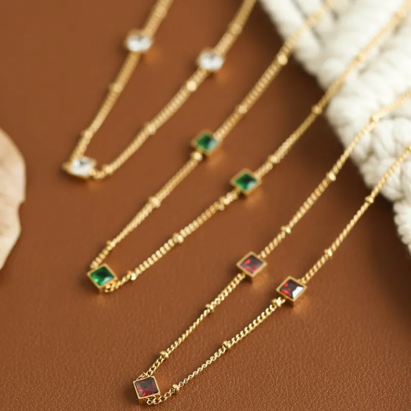 Wholesale PVD Coated 18K Gold Real Gold Plated Geometric 304 Stainless Steel Simple Style Waterproof Non Tarnish 304 Stainless Steel Necklace