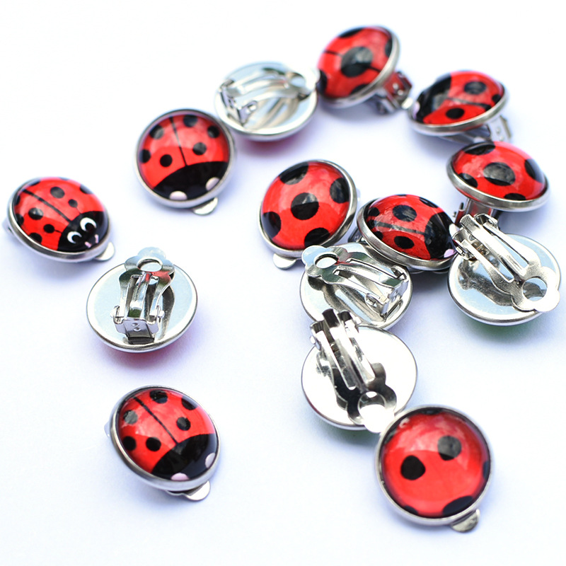 Wholesale Europe and the United States cross-border hot ladybug wave int girl stainless steel ear clip personality creative earrings earrings without
