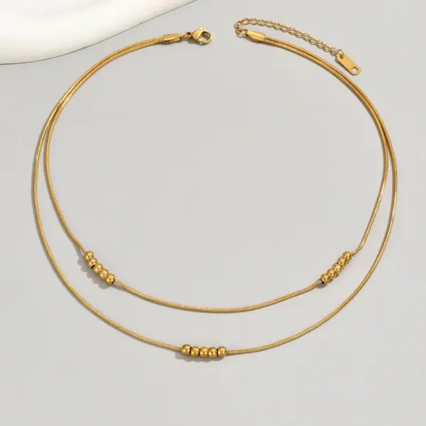 PVD Coated 18K Gold Plated Real Solid Color 304 Stainless Steel IG Style Simple Waterproof Non Tarnish Plating Layered Necklaces