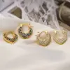 Wholesale 1 Pair Simple Style Commute Heart Shape Plating Inlay Copper Zircon 18k Gold Plated Earrings