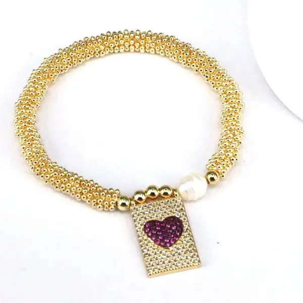 Wholesale Copper 18K Gold Plated Elegant Vintage Style Luxurious Plating Inlay Cross Heart Shape Zircon Bracelets