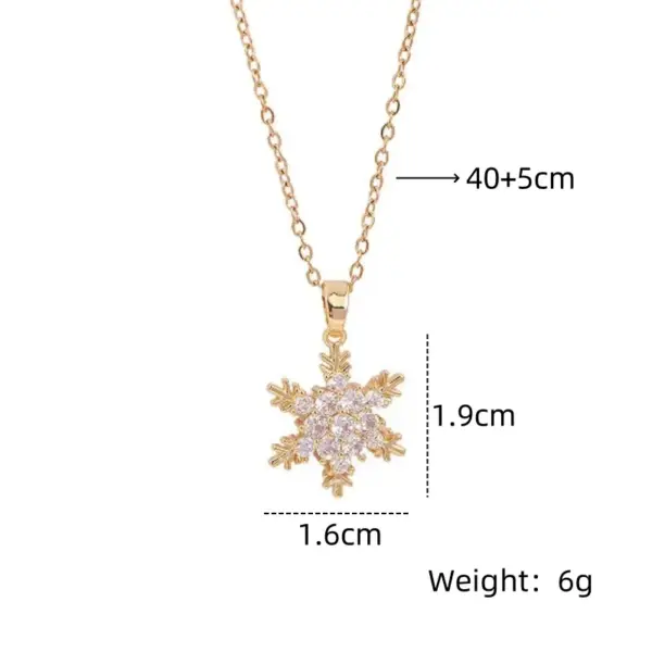 Wholesale 201 Stainless Steel Copper Plating Inlay Snowflake Zircon Pendant Necklace