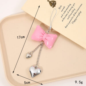 K3691 Leather bow pendant small rope head Barbie pink / pendant