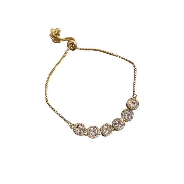 Wholesale Elegant Lady Flower Copper Inlay Zircon Bracelets