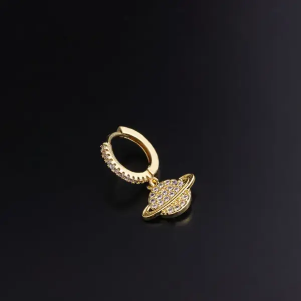 Wholesale Lady Geometric Inlaid Zircon Copper Earrings