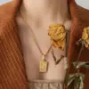 Wholesale PVD Coated Real Gold Plated 18K Gold Printing 304 Stainless Steel Retro Waterproof Non Tarnish 304 Stainless Steel Necklace