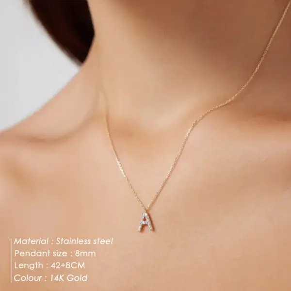 Wholesale PVD Coated Real Gold Plated Letter Stainless Steel Titanium Steel Waterproof Non Tarnish 304 Stainless Steel Pendant Necklace