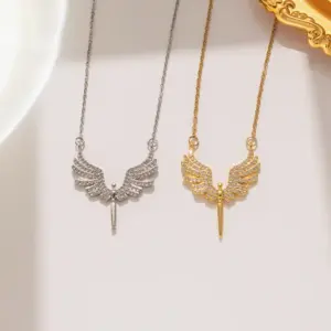 Wholesale PVD Coated Real Gold Plated Angel Stainless Steel Elegant Waterproof Non Tarnish Pendant Necklace