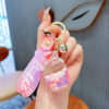 Wholesale Shake the sound explosion acrylic oil snowflake pink key chain car pendant exquisite schoolbag key ring pendant