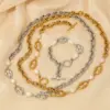 Wholesale PVD Coated Real Gold Plated 16K White Plating Solid Color 304 Stainless Steel Freshwater Pearl IG Style Simple Classic Waterproof Non Tarnish Bracelets Necklace