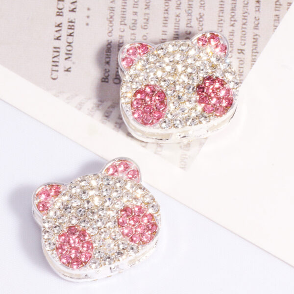 Wholesale Three-dimensional double-sided full-diamond panda four-hole loose beads beaded DIY mobile phone key chain necklace bag chain accessories