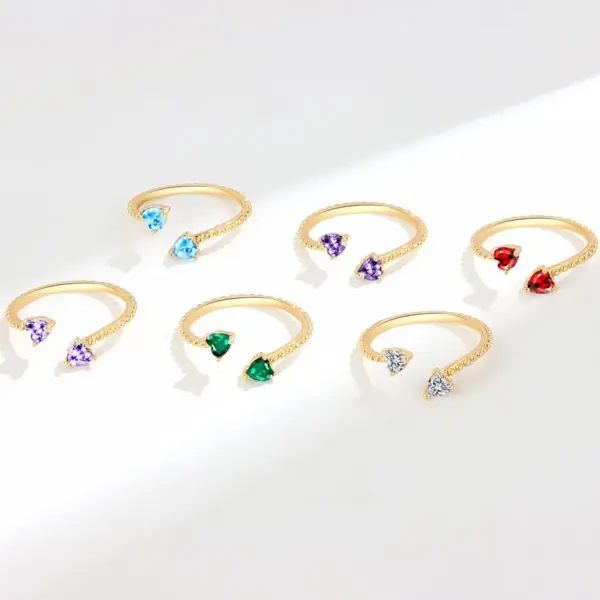 Wholesale Fashion Heart Shape Copper Plating Inlay Zircon Open Ring 1 Piece