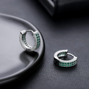 European and American silver green diamond (one pair)