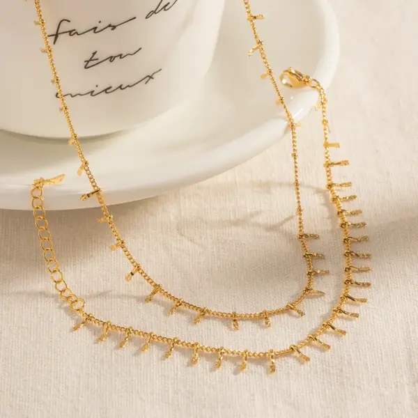 Wholesale 304 Stainless Steel Geometric PVD Coated 18K Gold Plated Real Gold Plated INS Style Waterproof Non Tarnish Plating Gold Necklace