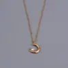 Wholesale 304 Stainless Steel Moon PVD Coated Artificial Rhinestones 18K Gold Plated IG Style Simple Style Waterproof Non Tarnish Plating Inlay Cable Chain Necklace