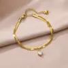 Wholesale 1 Piece Hawaiian Vacation Geometric Cross Devil's Eye 304 Stainless Steel Waterproof Non Tarnish Zircon PVD Coated Real Gold Plated Women's Anklet
