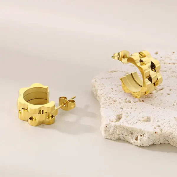Wholesale Ion Plating (IP) 18K Gold Plated Solid Color 304 Stainless Steel Simple Style Waterproof Non Tarnish Earrings