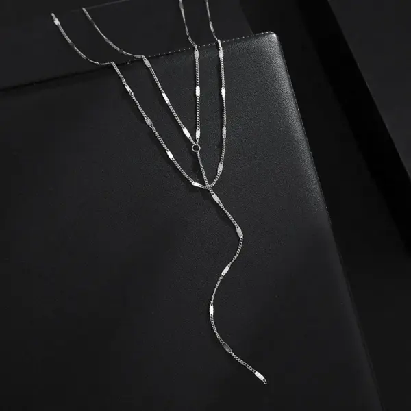 PVD Coated Real Gold Plated Rhombus Stainless Steel Simple Style Waterproof Non Tarnish Necklace