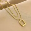 Real Gold Plated 304 Stainless Steel Square Waterproof Non Tarnish Fashion Layered Necklaces For Women'S