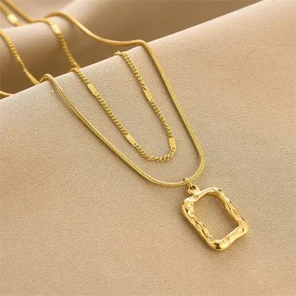 Real Gold Plated 304 Stainless Steel Square Waterproof Non Tarnish Fashion Layered Necklaces For Women'S