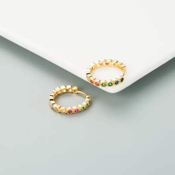 oly-4a7b1687800d1d56ac808a7ad4587ec6 Wholesale Fashion Geometric Inlaid Zircon Alloy Artificial Gemstones Copper Earrings