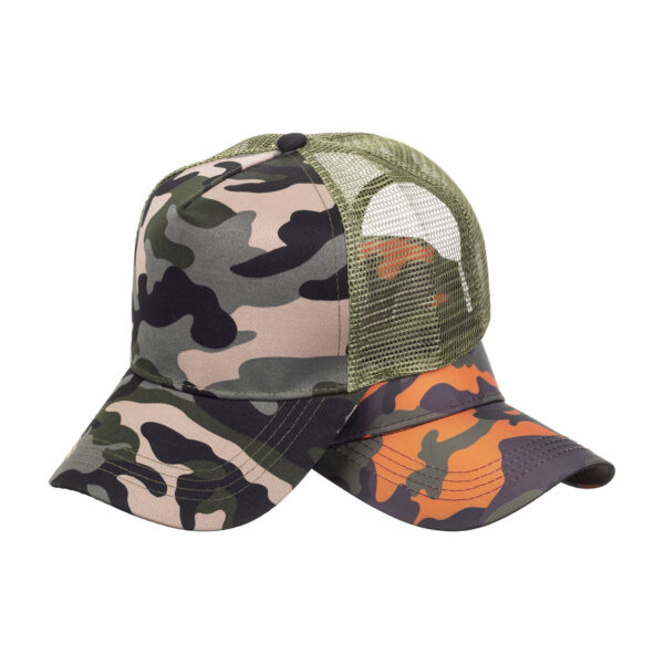 Wholesale Camouflage Hard Top 5-Piece Baseball Cap Mesh Cap Truck Cap Personalized Breathable Big Head Curved Brim Hat Pure Color Sun Hat B1185