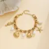 Hawaiian Bohemian Beach Starfish Shell Hippocampus Pearl 304 Stainless Steel Stainless Steel Chain Bracelets In Bulk