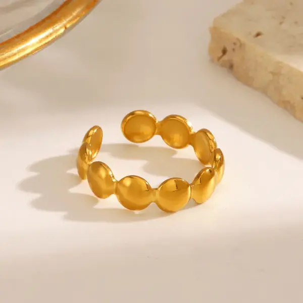 Wholesale Ion Plating (IP) 18K Gold Plated Round 304 Stainless Steel IG Style Waterproof Non Tarnish Open Rings