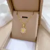 Wholesale Simple Style Classic Style Sunflower Titanium Steel Copper Inlay Artificial Gemstones Pendant Necklace