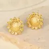 Wholesale PVD Coated Real Gold Plated Sunflower 304 Stainless Steel Simple Style IG Style Waterproof Non Tarnish Ear Studs