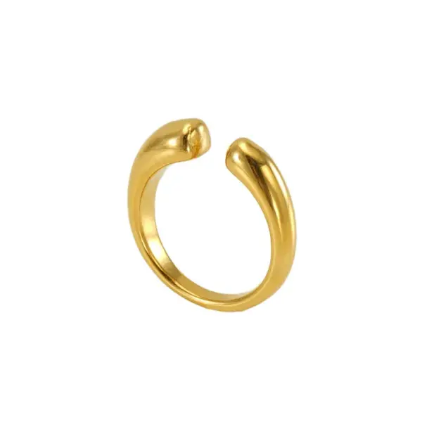PVD Coated 18K Gold Plated Geometric 304 Stainless Steel IG Style Waterproof Non Tarnish Open Ring