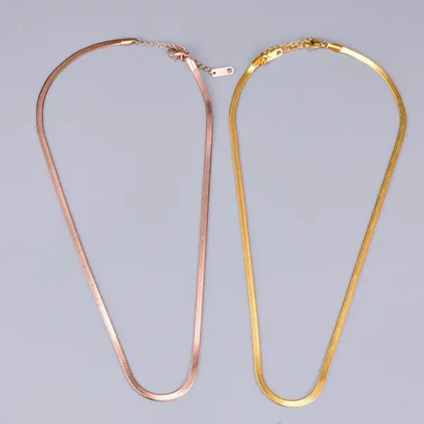 Wholesale PVD Coated 18K Real Gold Plated Rose Golden Printing 304 Stainless Steel Waterproof Non Tarnish Inlay Inlaid Necklace