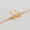 1 Pair Simple Style C Shape Plating Inlay Copper Zircon Gold Plated Ear Studs