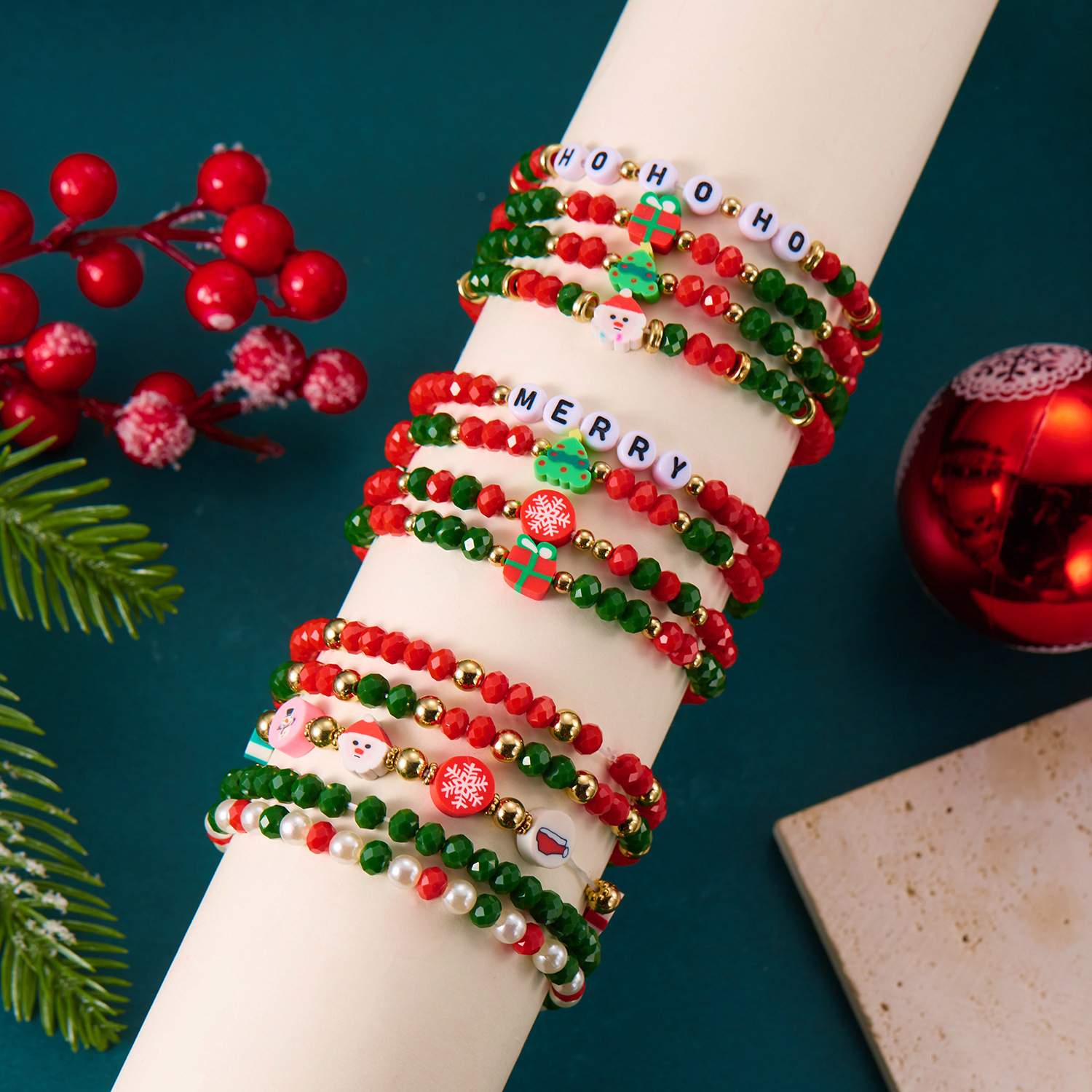 Wholesale Christmas Bracelet 4-piece Set Christmas Letter Beaded Bracelet
