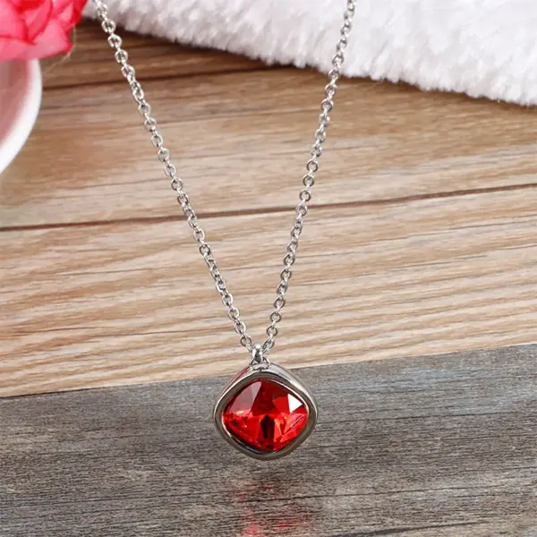 Wholesale Jewelry Formal Simple Style Geometric 304 Stainless Steel Zircon Inlay Pendant Necklace