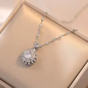 X2268 Steel Color Rotating Necklace [Pendant Included]