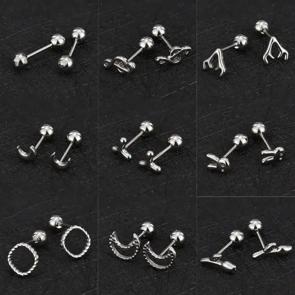 Wholesale 1 Piece Simple Style Commute Geometric Plating Titanium Steel Cartilage Earrings