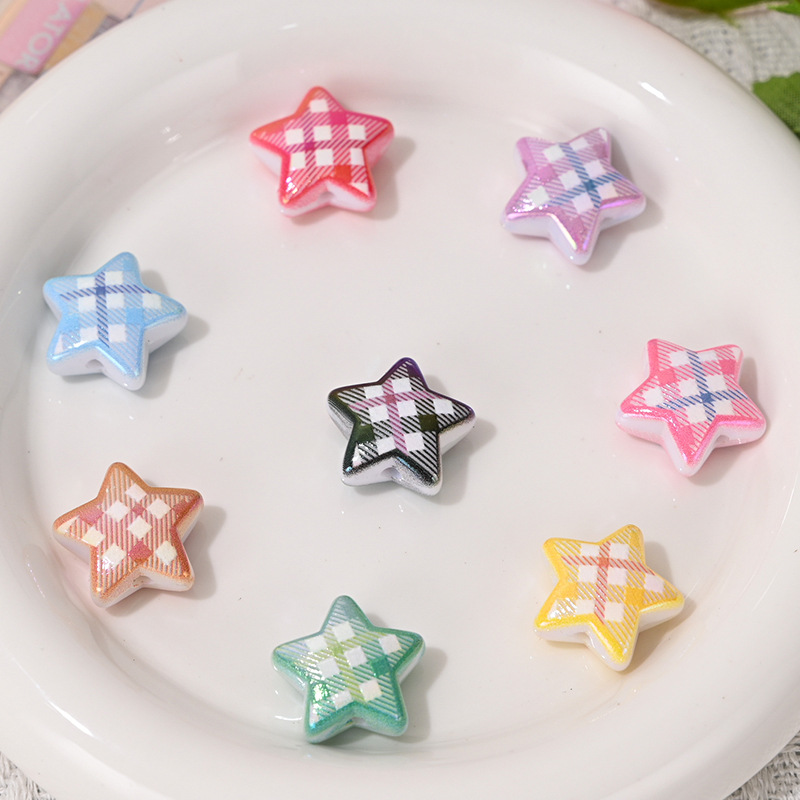 Wholesale Checkered five-inted star scattered beads