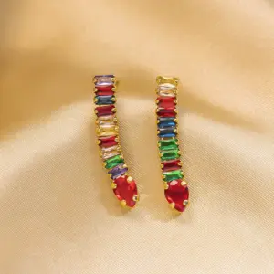 Colorful Crystals Ear Studs