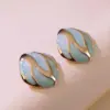 304 Stainless Steel Plastic Geometric Electroplating Imitation Gold Simple Style Commute Ear Studs