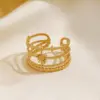 Wholesale PVD Coated 18K Gold Plated Star 304 Stainless Steel Simple Style Waterproof Non Tarnish Open Rings