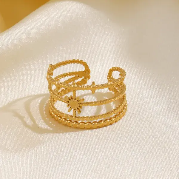 Wholesale PVD Coated 18K Gold Plated Star 304 Stainless Steel Simple Style Waterproof Non Tarnish Open Rings
