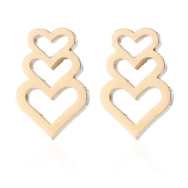 Wholesale PVD Coated Real Gold Plated Heart Shape Stainless Steel Fashion Waterproof Non Tarnish Jewelry Set