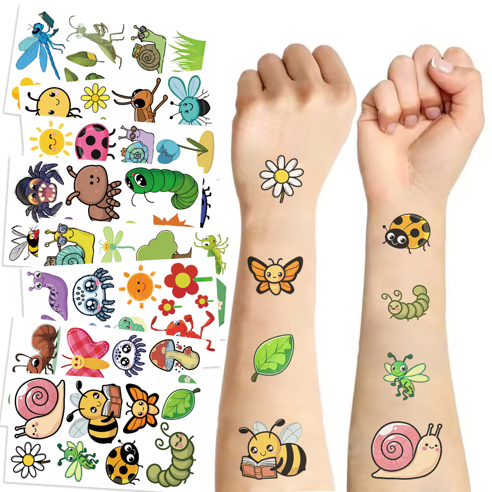 Wholesale New Chilen's Cartoon Insect Tattoo Stickers Cute Fun Waterproof Party Party Gift Temrary Stickers