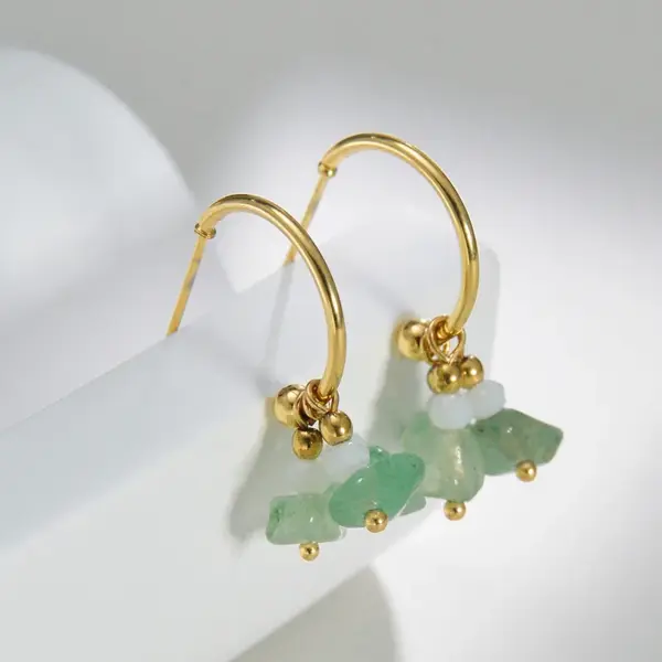 Wholesale 304 Stainless Steel Geometric PVD Coated Stone-Free 14K Real Gold Plated Romantic Waterproof Non Tarnish Plating Gold Drop Earrings