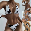 Wholesale Cross-Border Bikini Chain Sexy Backless Split Swimsuit Export Cow Print Bikini Swimsuit Ready Stock Tight