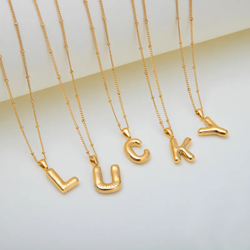 Wholesale PVD Coated Real Gold Plated 18K Letter 304 Stainless Steel Basic Simple Style Classic Waterproof Non Tarnish Pendant Necklace