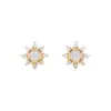Ethnic Style Geometric Copper Artificial Gemstones Earrings Ear Studs